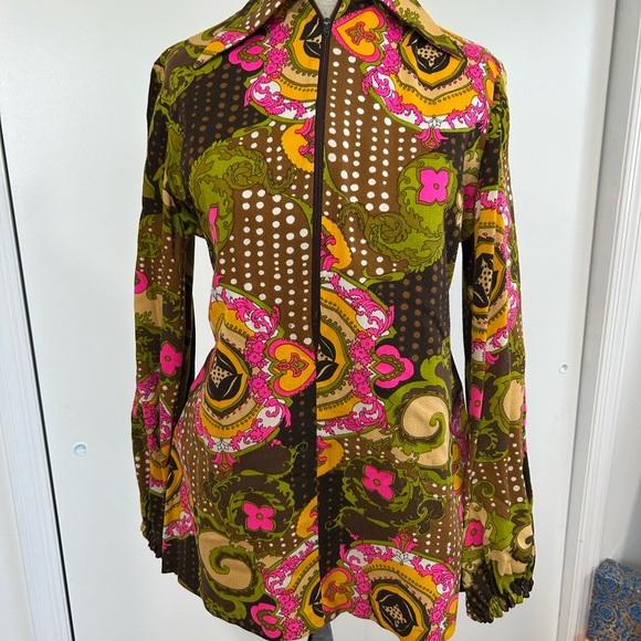 VINTAGE IGLWU MARDI MODES NEW YORK BOHEMIAN MOD PSYCHEDELIC ART TOP ..VERY RARE! - Picture 11 of 14